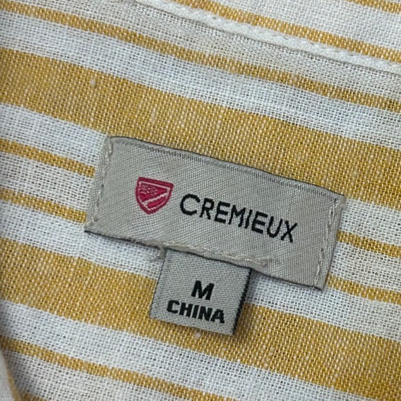 CREMIEUX Sleeveless Striped Button Up Shirt Medium Yellow White Linen Cotton - Picture 3 of 7